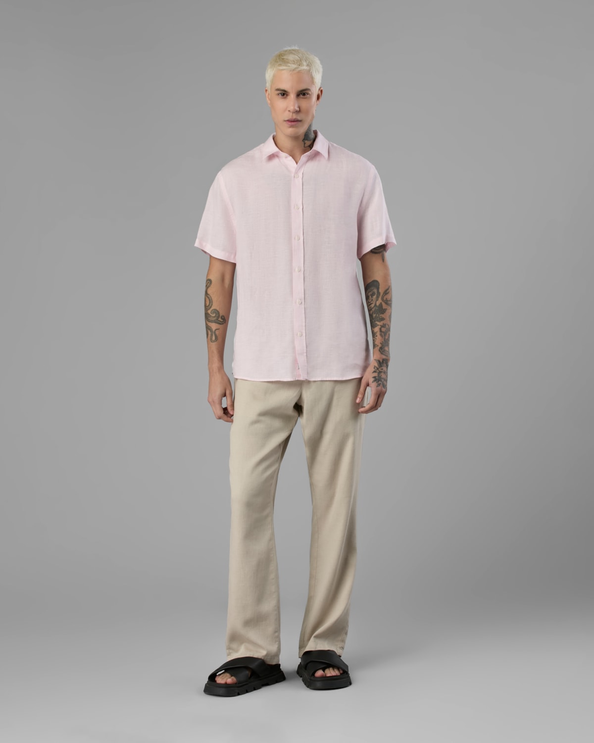 Camisa Linho Manga Curta