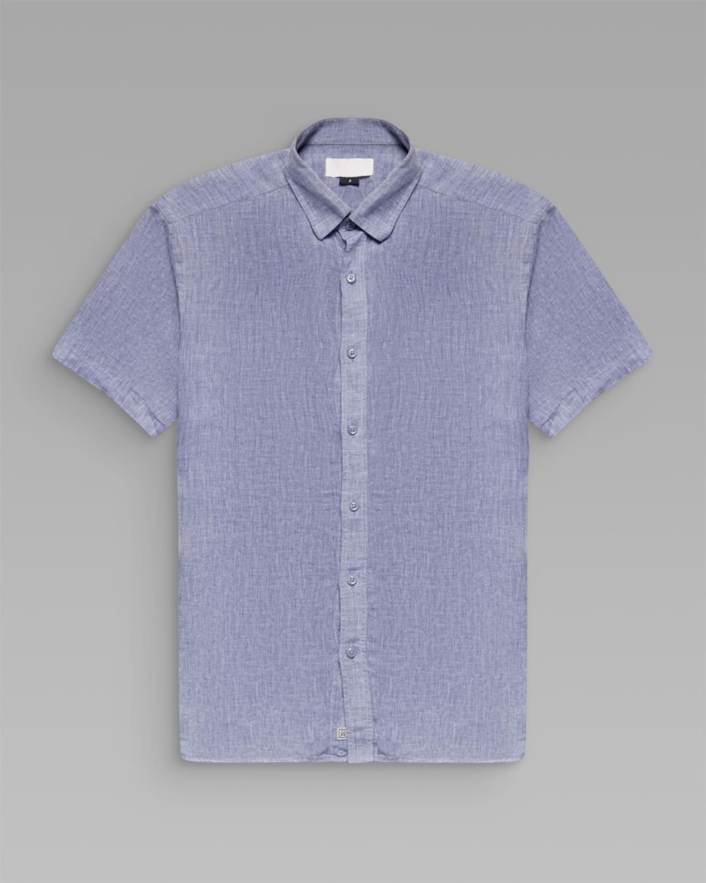 Camisa Linho Manga Curta Azul Mescla