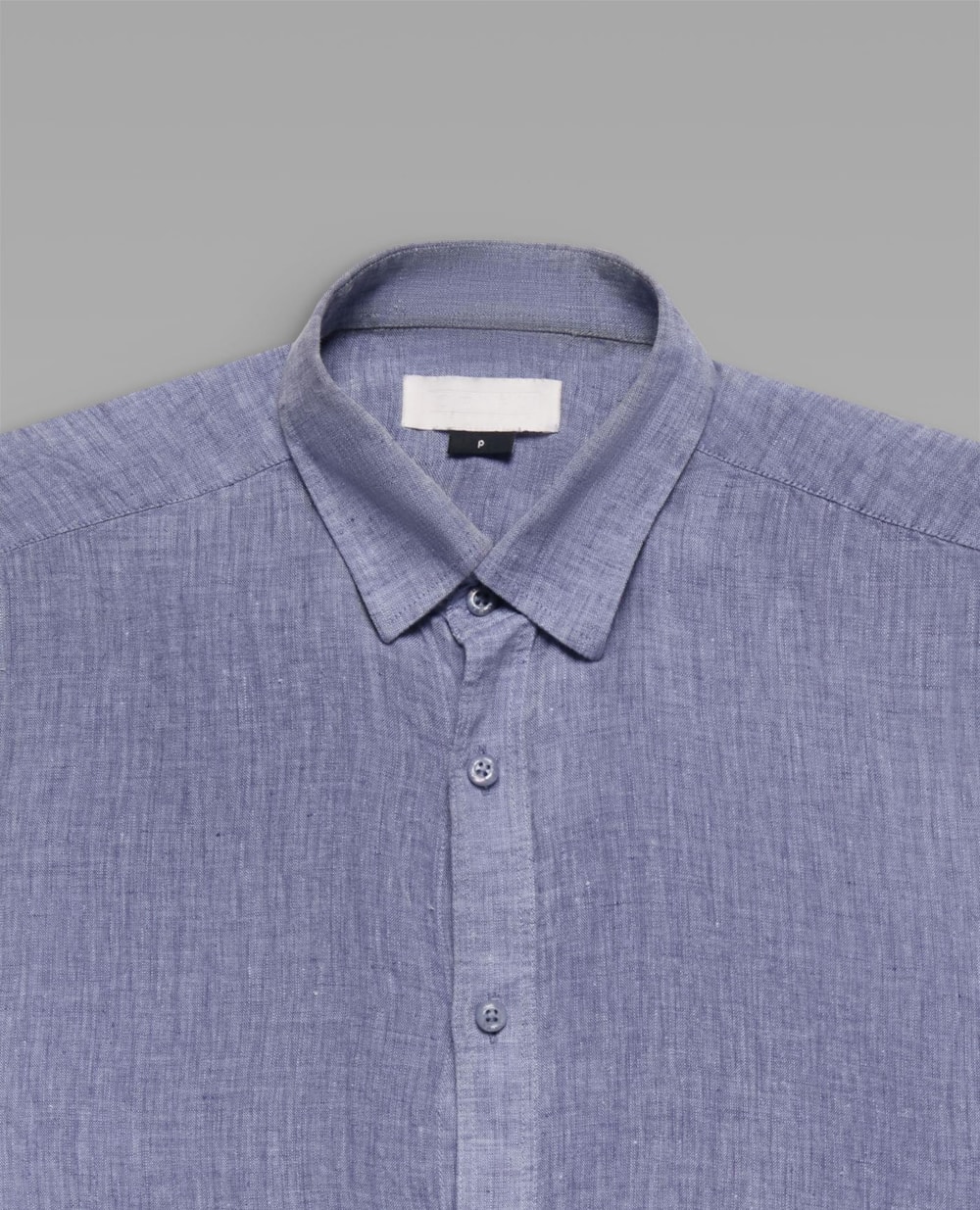 Camisa Linho Manga Curta Azul Mescla
