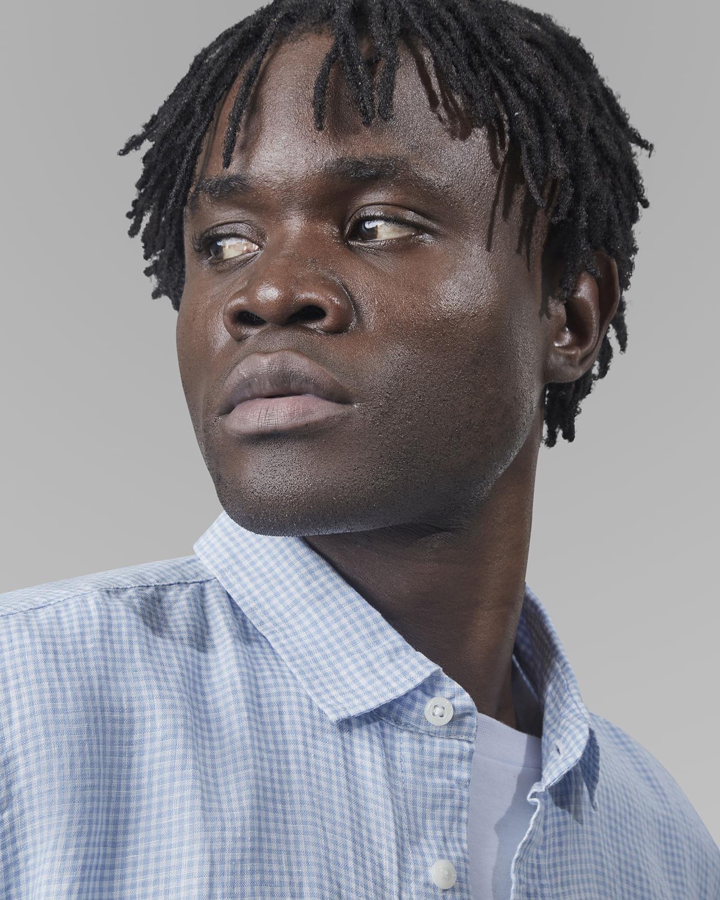 Camisa Linho Manga Curta Xadrez