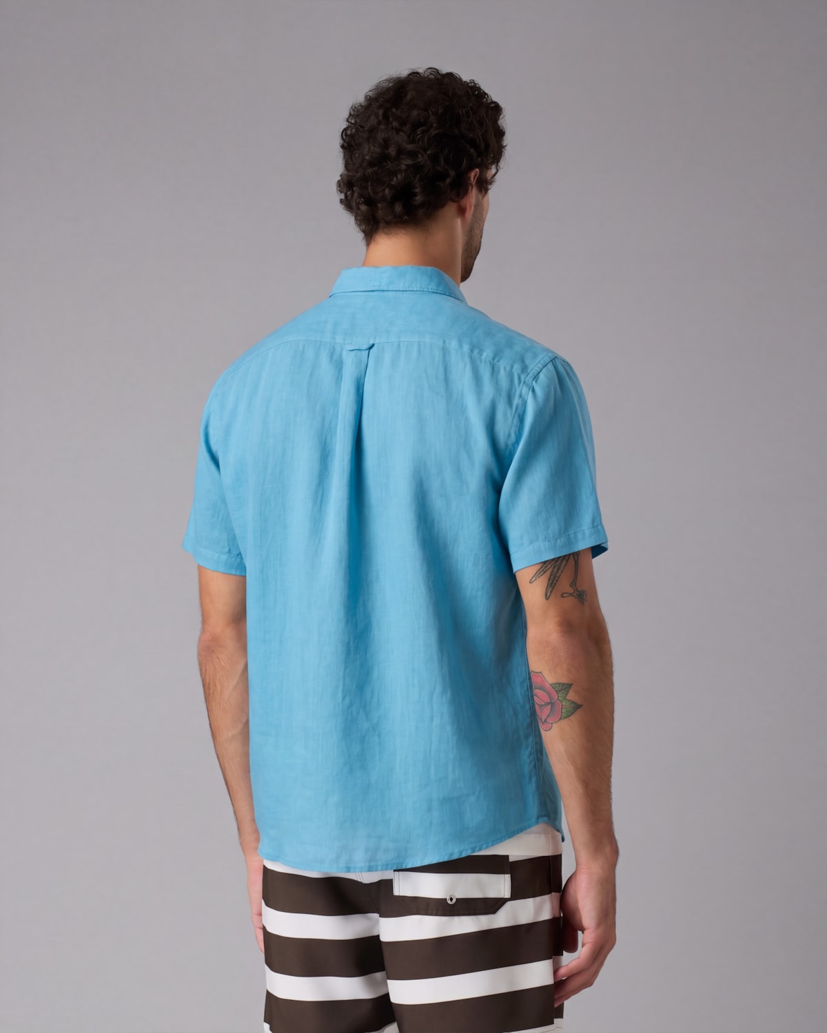 Camisa Linho Tinturada Manga Curta