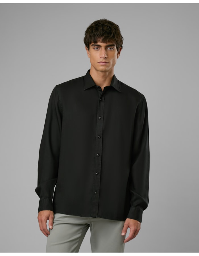 Camisa liocel bolso ml preto-preto-g