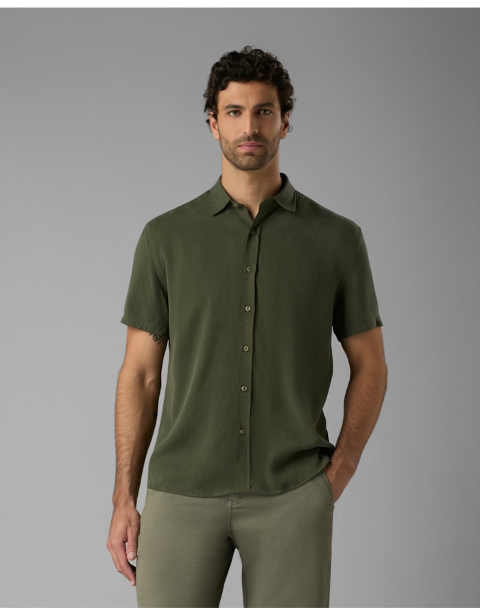 Camisa liocel e viscose textura manga curta-verde-g