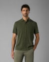 Camisa liocel e viscose textura manga curta-verde-g