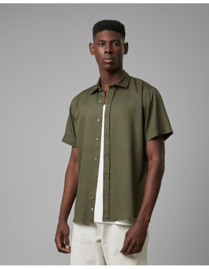 Camisa liocel manga curta-verde-pp