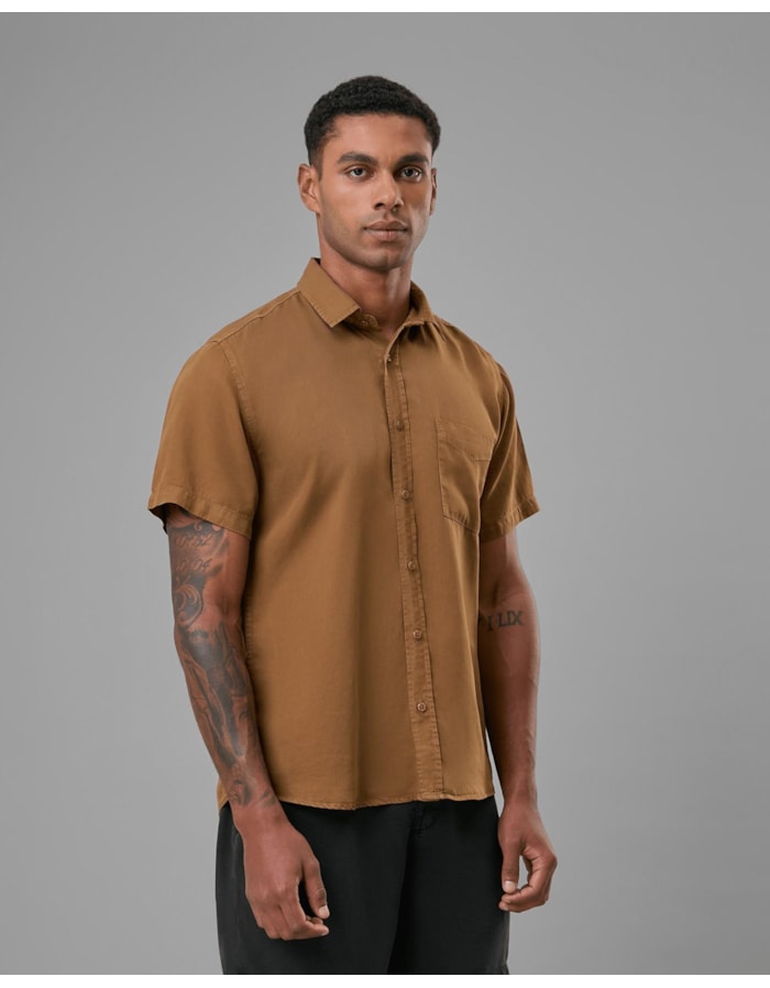 Camisa liocel manga curta com bolso-cobre-pp