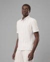 Camisa tricot listrada-bege-p