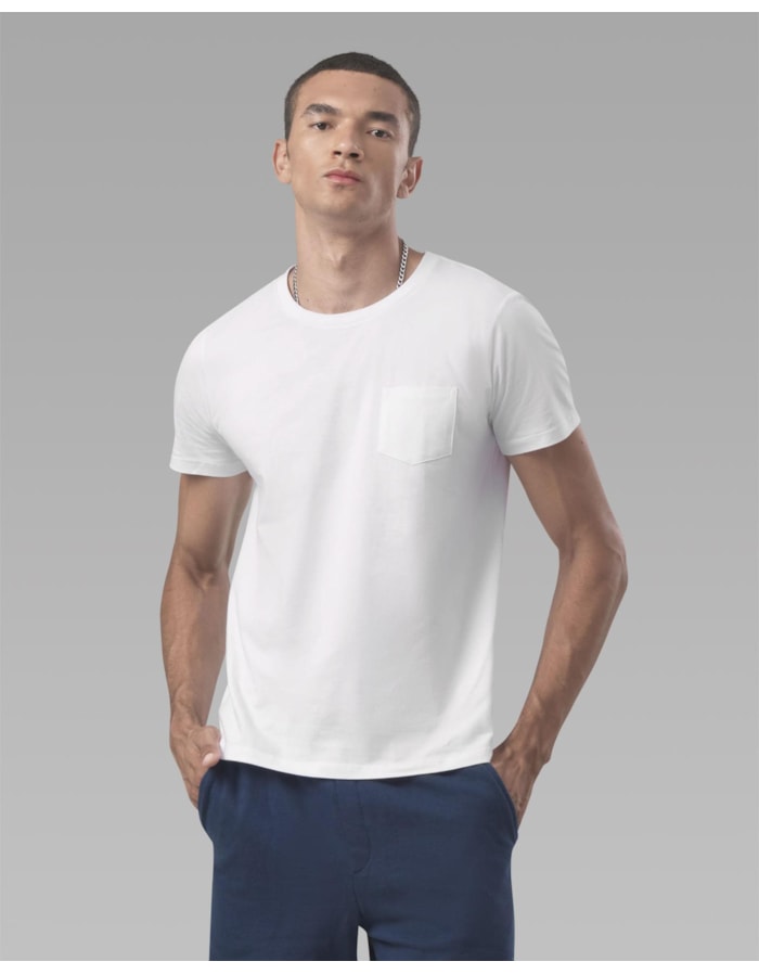 Camiseta algodão orgânico com bolso-branco-longo-p
