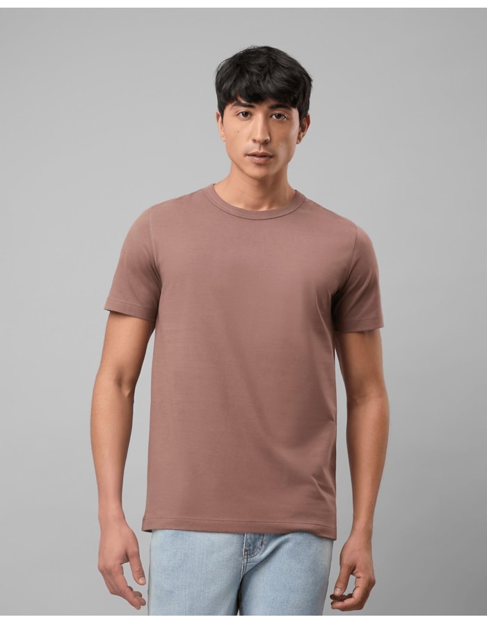 Camiseta algodão peletizado-marrom-curto-gg