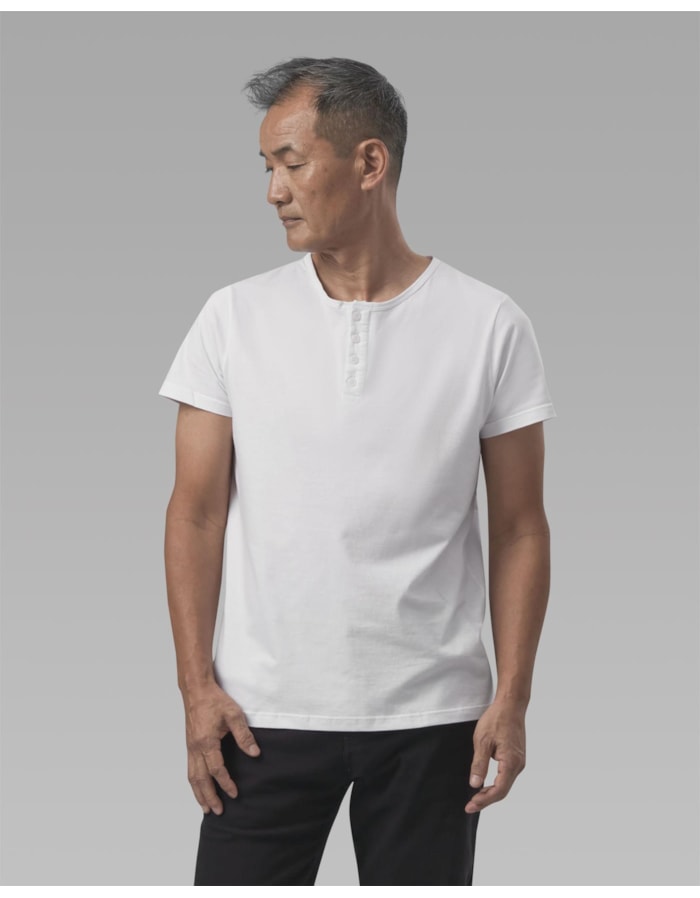 Camiseta henley algodão orgânico-branco-longo-p