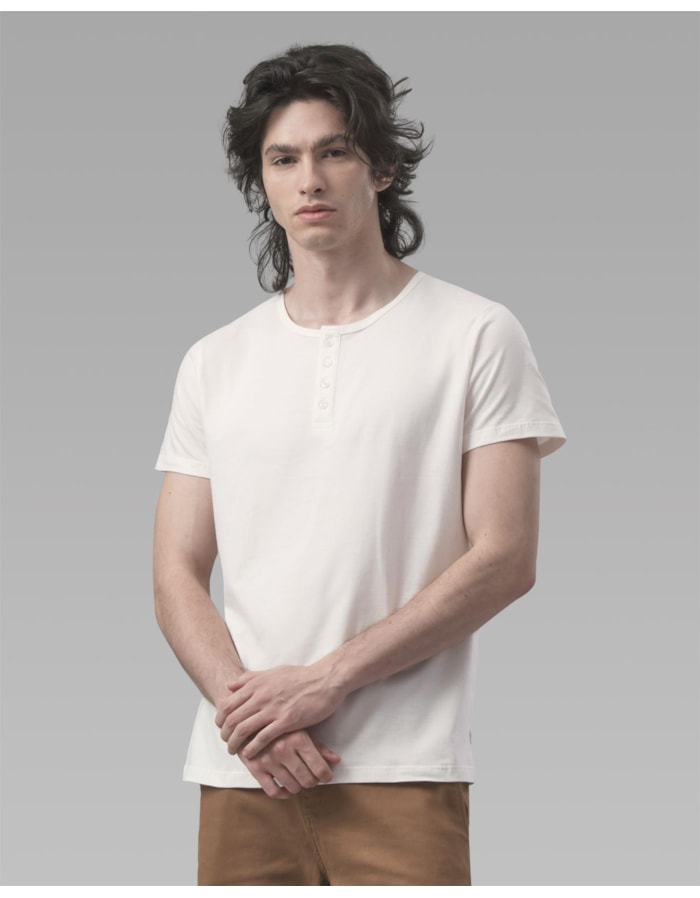 Camiseta henley algodão orgânico-off white-longo-m