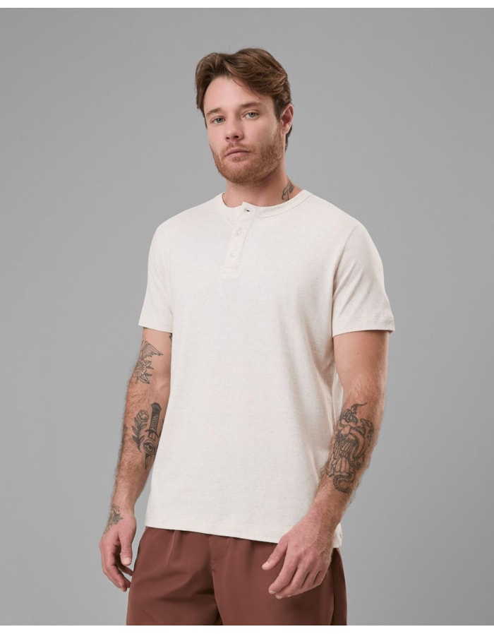 Camiseta henley linho-natural-longo-m