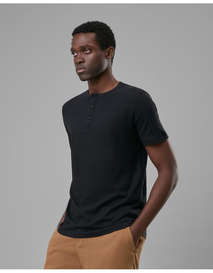 Camiseta henley linho-preto-longo-m