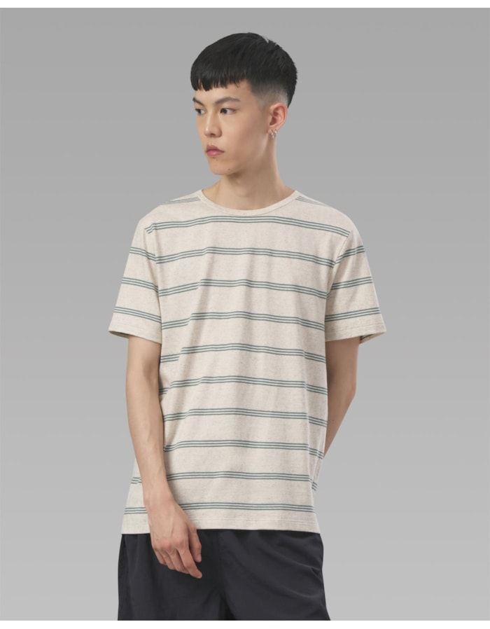 Camiseta linho listrada verde-estampado-curto-ggg