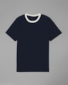 Camiseta malha dp gola contraste marinho-azul-g