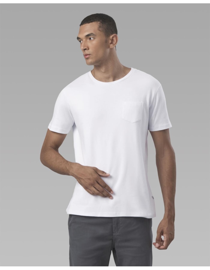 Camiseta malha dupla com bolso-branco-longo-m