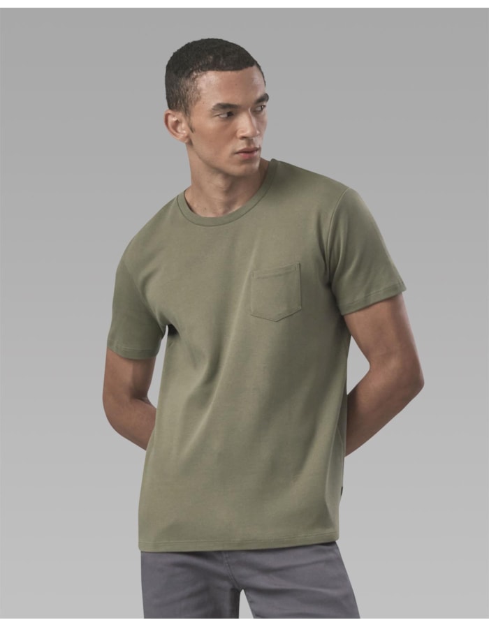 Camiseta malha dupla com bolso-verde-curto-m