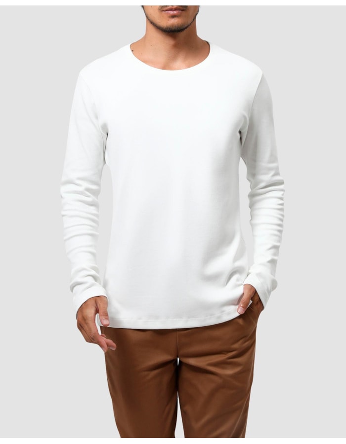 Camiseta malha dupla manga longa-branco-curto-ggg