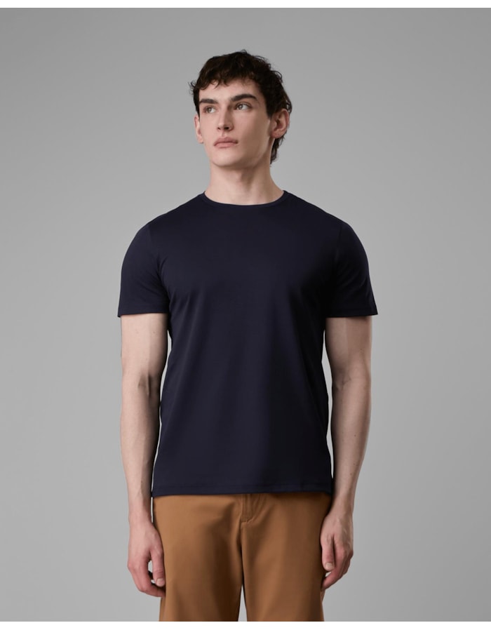 Camiseta malha dupla pima-azul marinho-curto-m