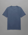 Camiseta malha dupla pima-azul médio-curto-p