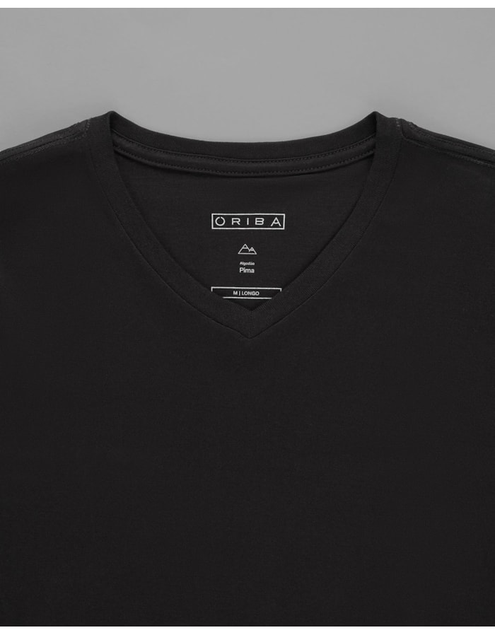 Camiseta Malha Dupla Pima Gola V