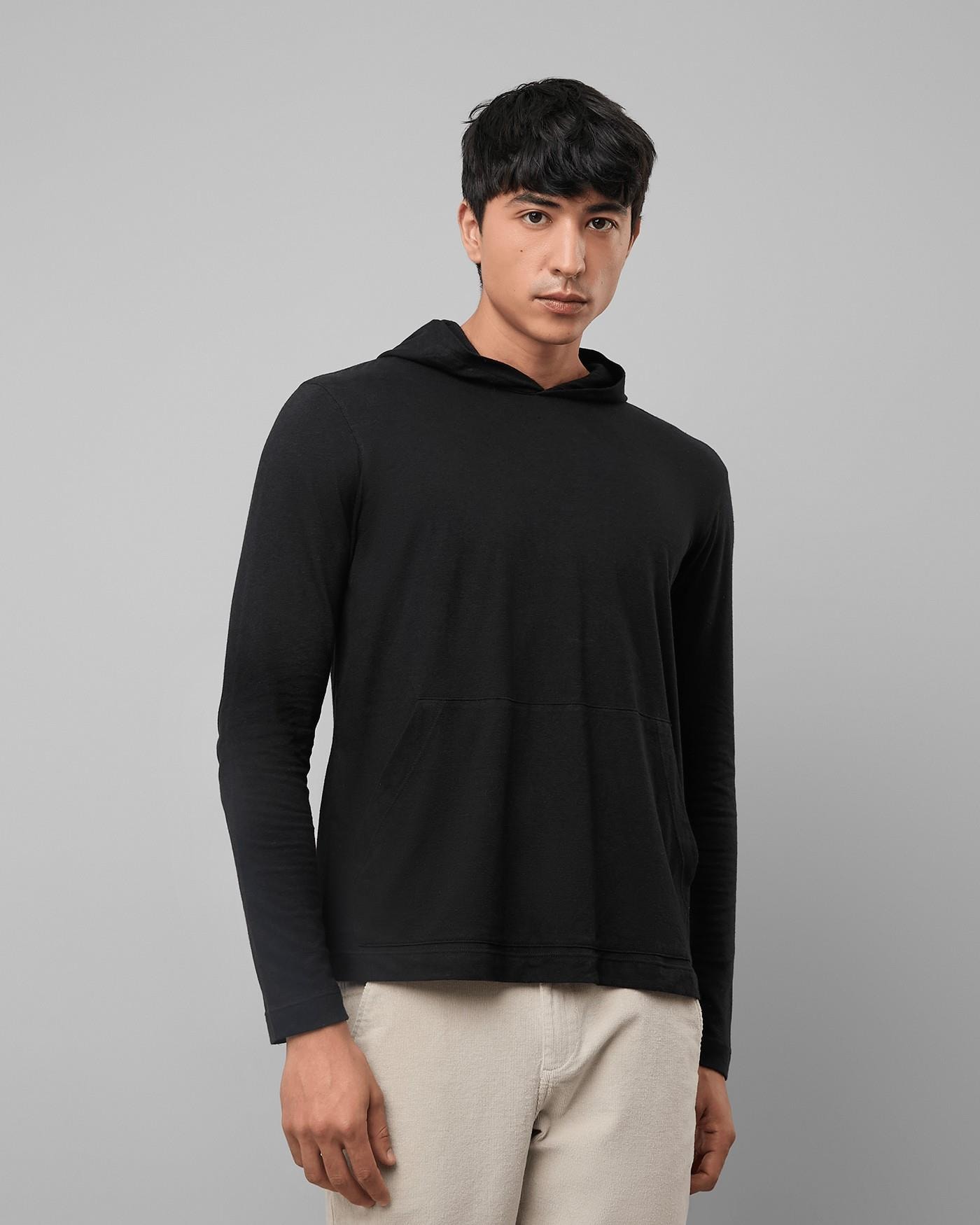 Camiseta Manga Longa Linho Com Capuz