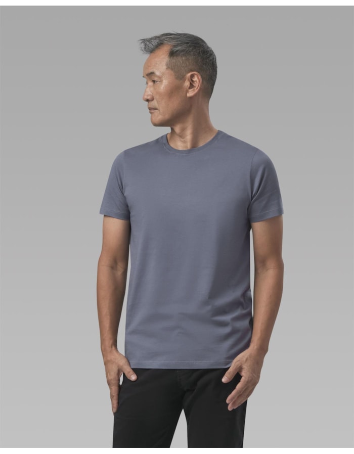 Camiseta pima azul médio-azul-longo-gg