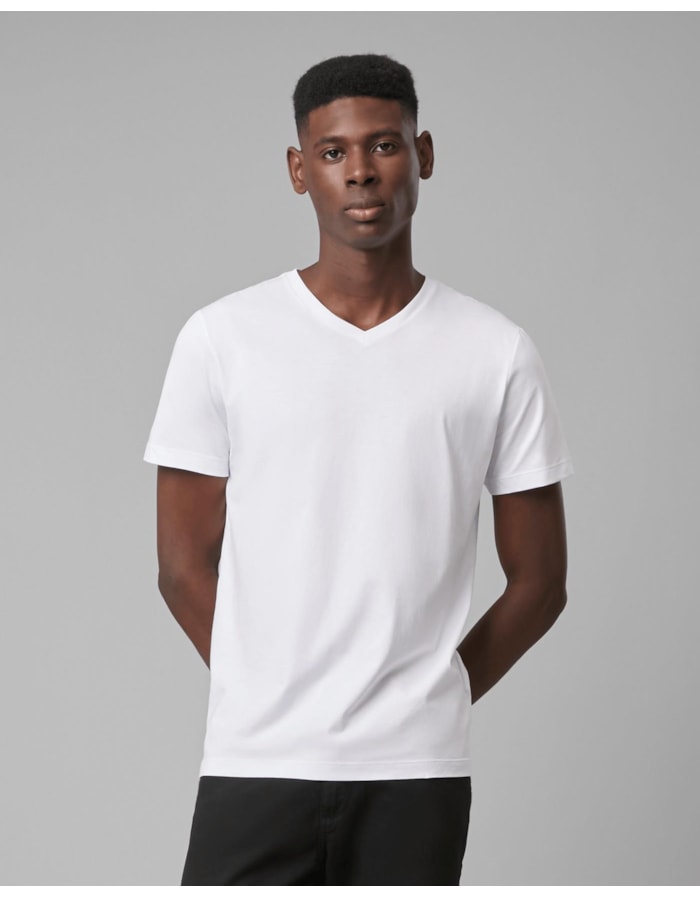 Camiseta pima gola v-branco-curto-m