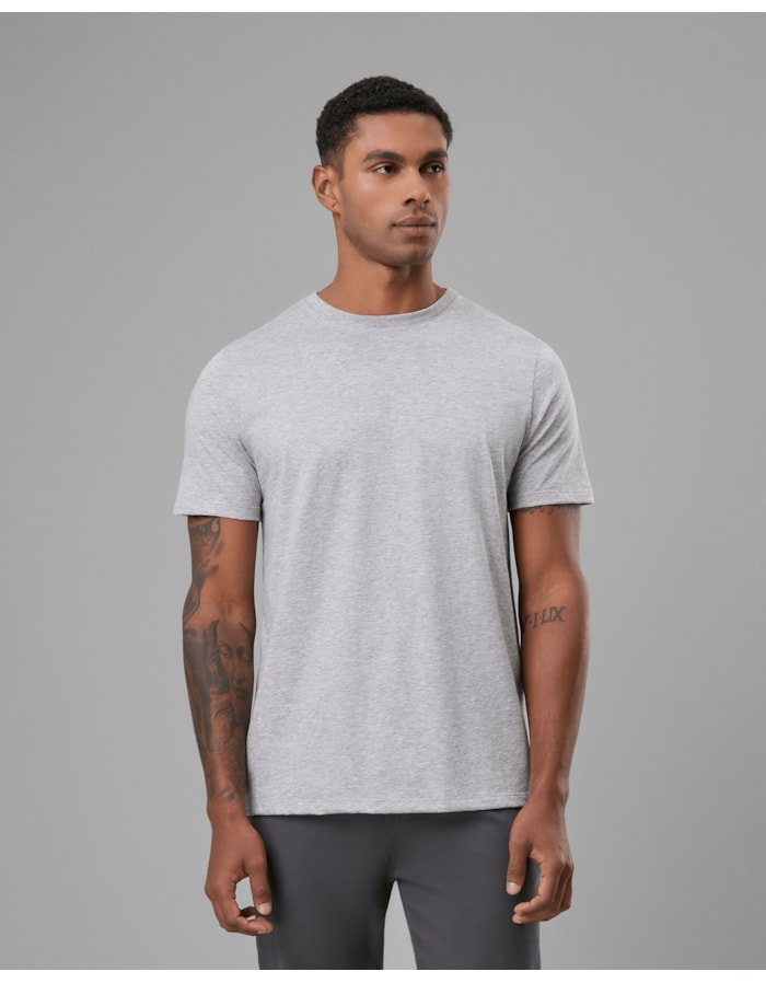 Camiseta pima mescla-cinza claro-curto-g