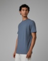 Camiseta piquet algodão e linho-azul-longo-p