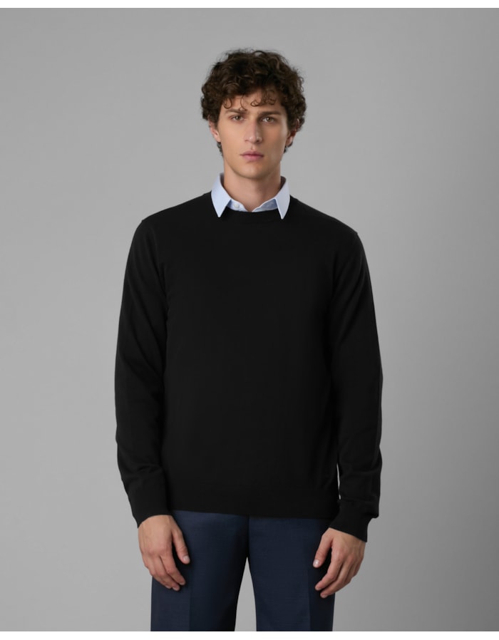 Camiseta tricot manga longa slim-preto-g