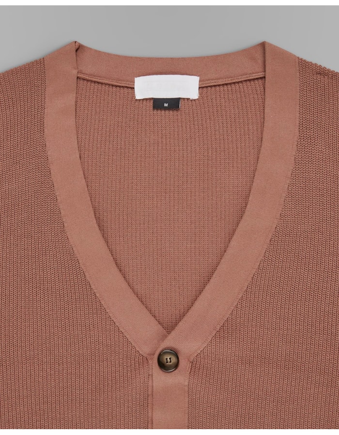 Cardigan Canelado de Algodão