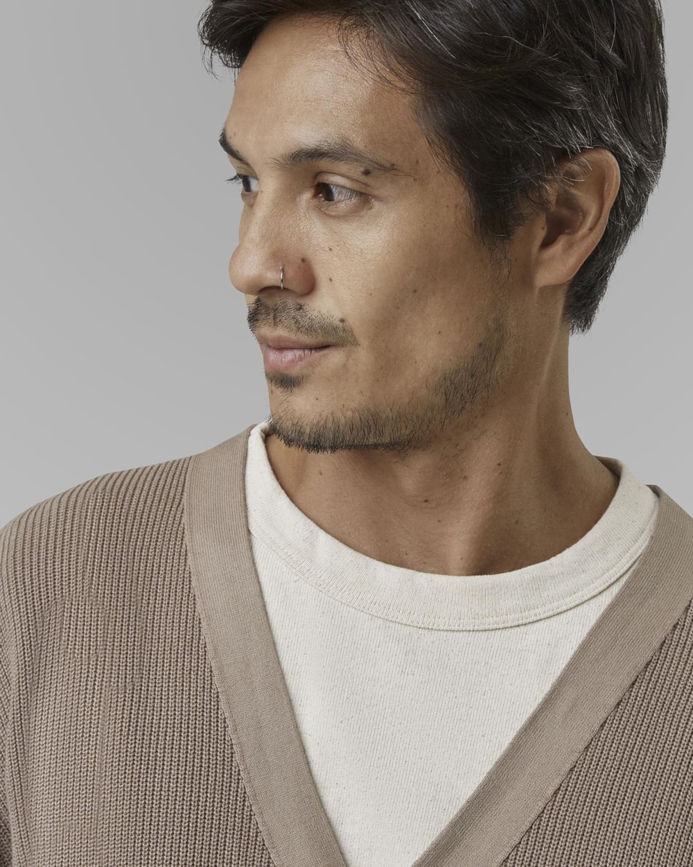 Cardigan Canelado de Algodão