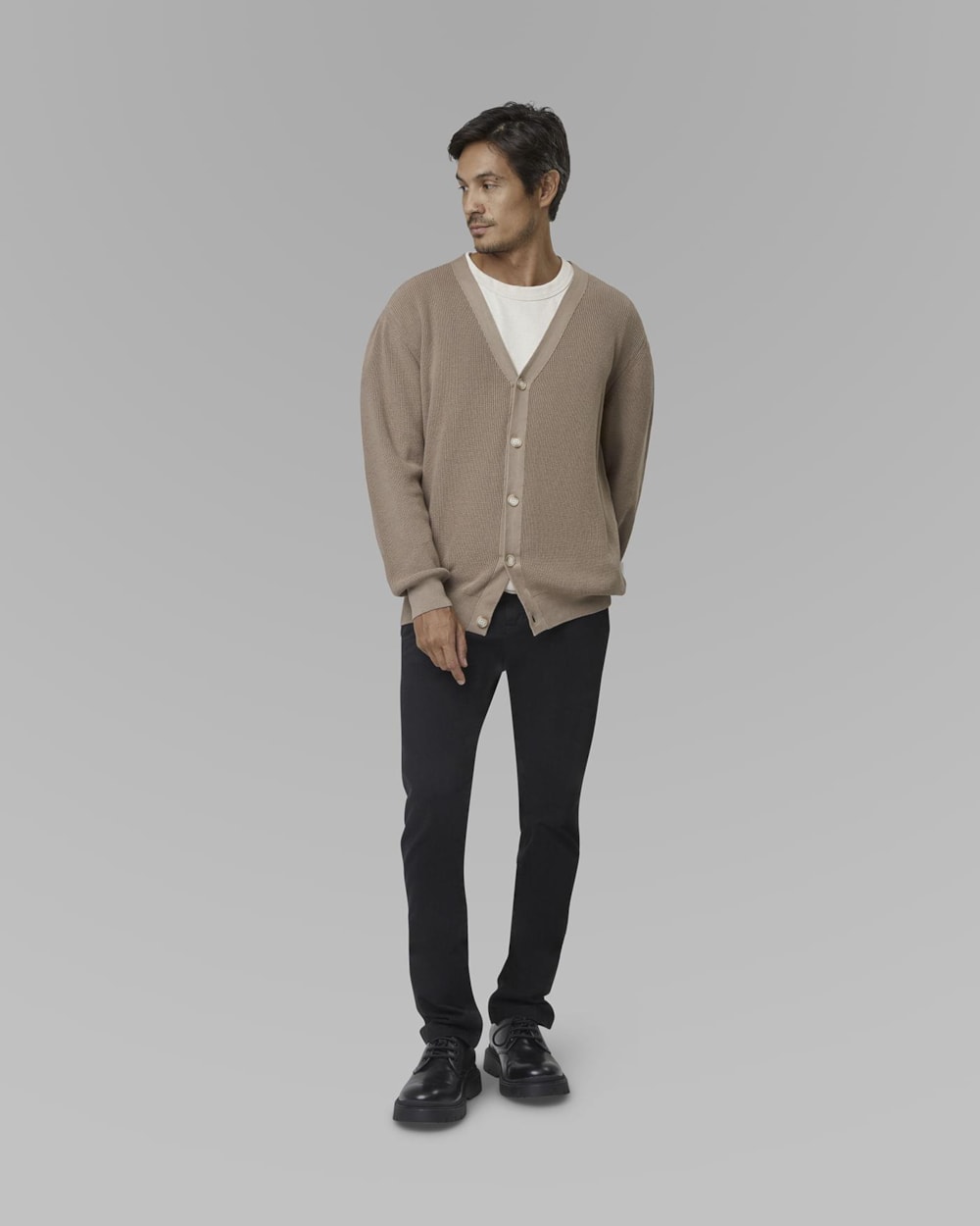 Cardigan Canelado de Algodão