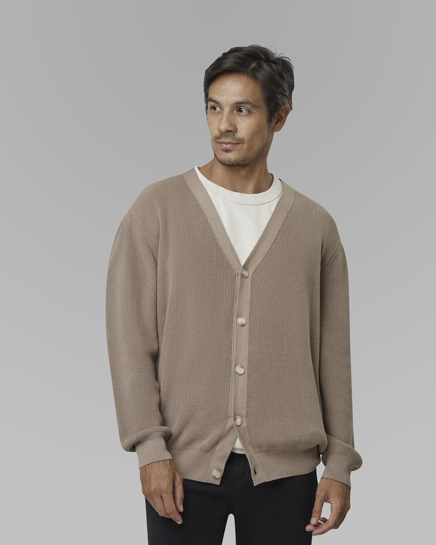 Cardigan Canelado de Algodão
