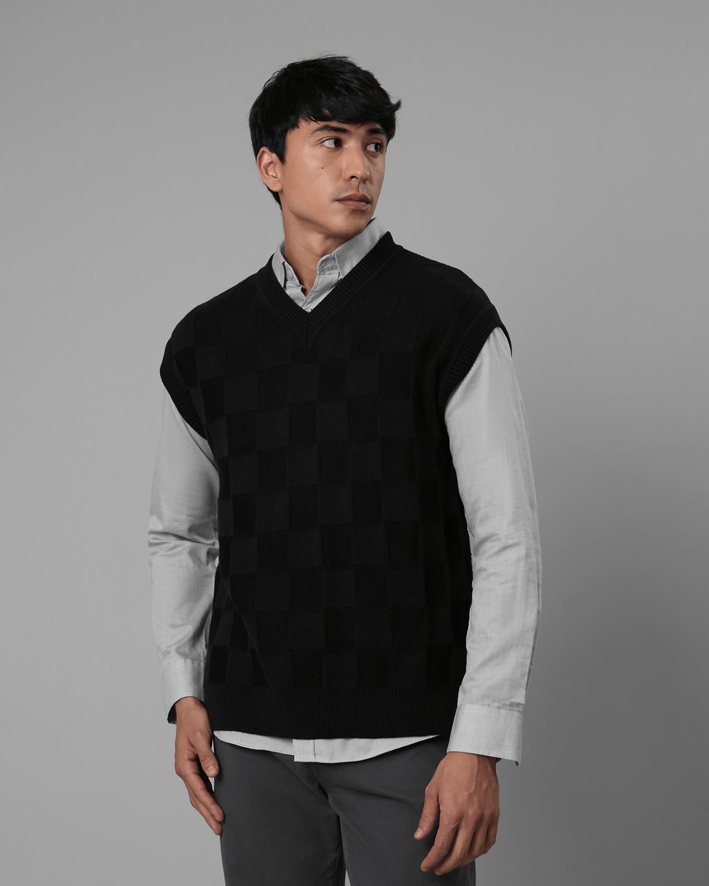 Colete Tricot Quadriculado Texturizado