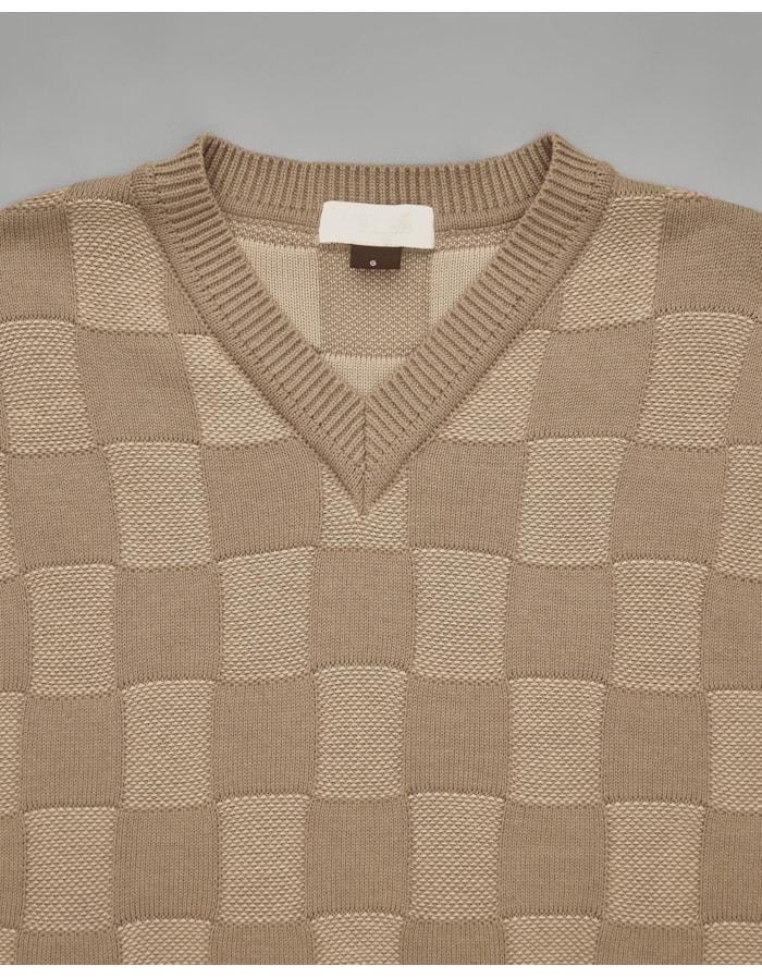 Colete Tricot Quadriculado Texturizado