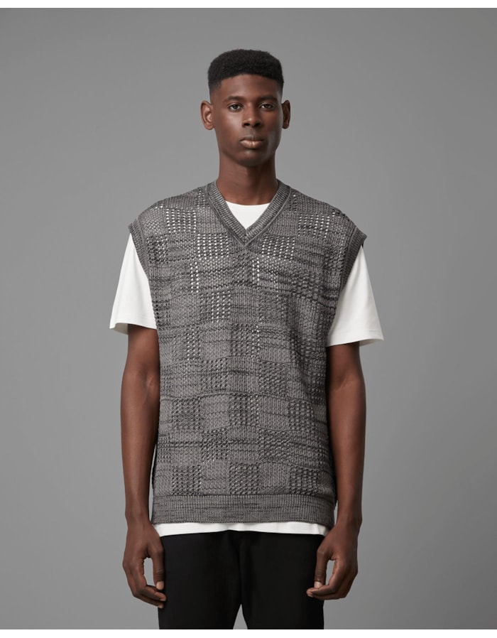 Colete tricot xadrez ltda-preto-m