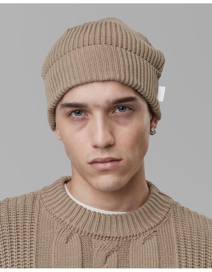 Gorro tricot canelado-bege-un