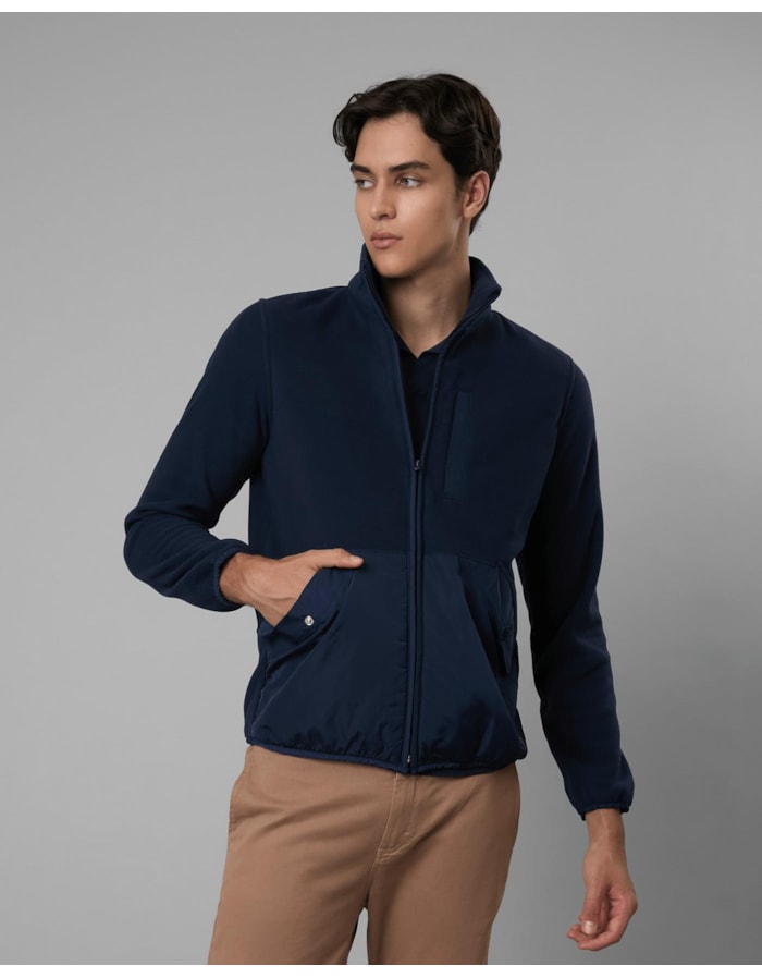 Jaqueta fleece repet com zíper-azul-p