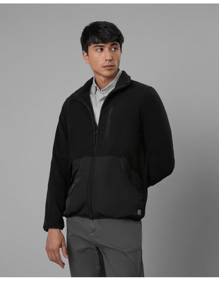 Jaqueta fleece repet com zíper-preto-p