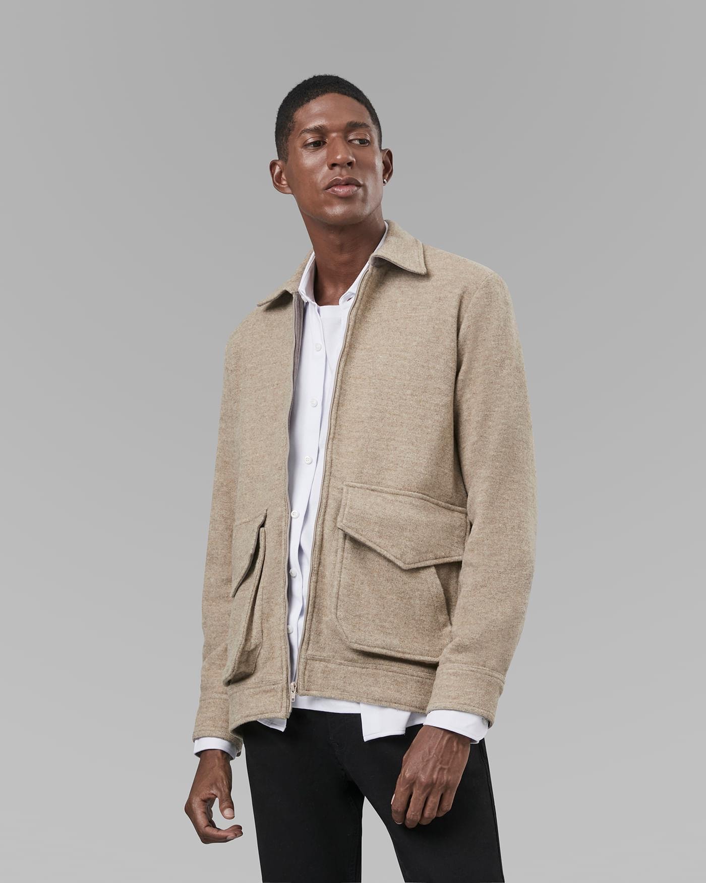 Jaqueta Harrington Lã Bege