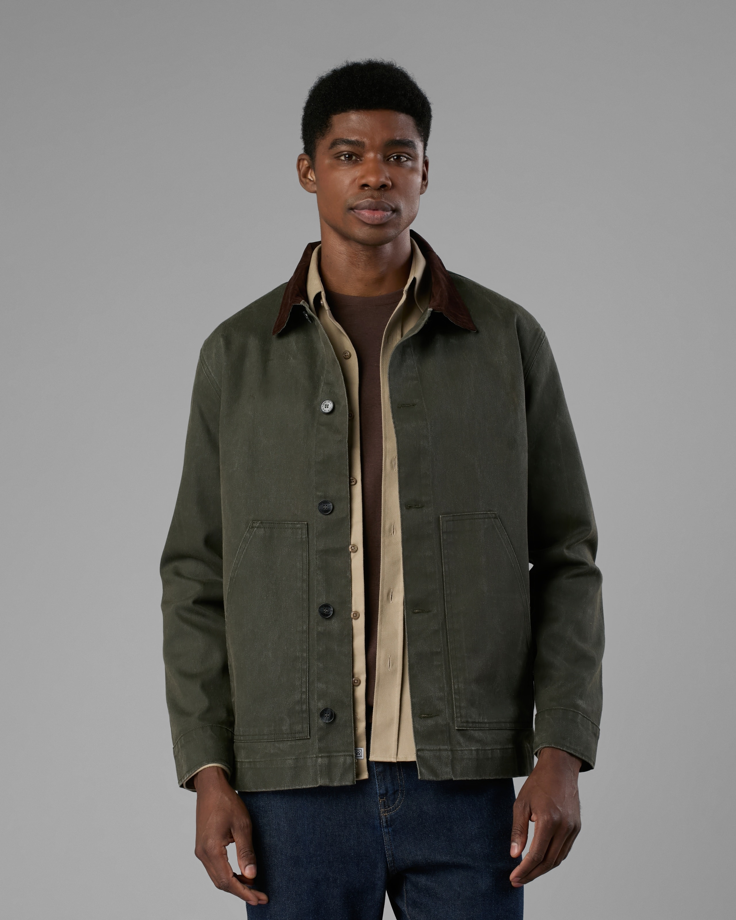 Overshirt com Gola Veludo Cotelê
