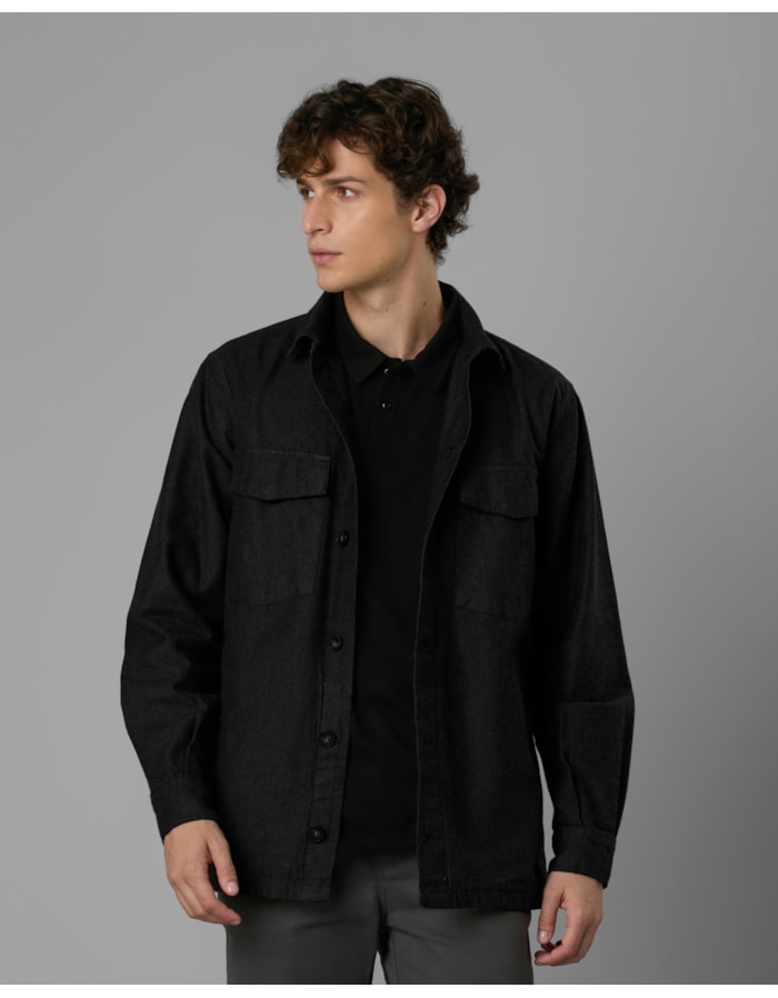 Overshirt flanela leve-preto-g