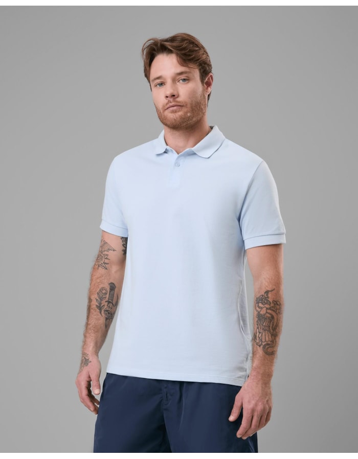 Polo essencial-azul claro-curto-gg