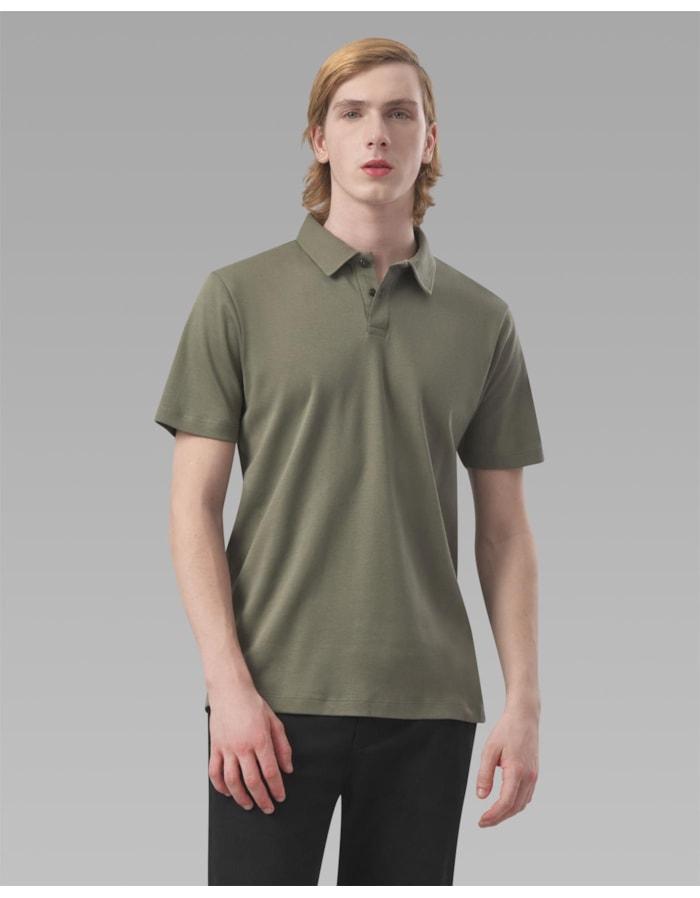 Polo malha dupla-verde-curto-m