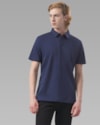 Polo malha dupla-azul-curto-p