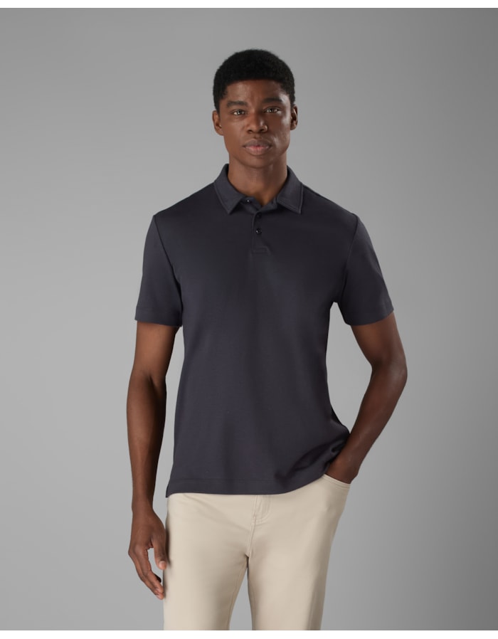 Polo malha dupla com lã-azul-g