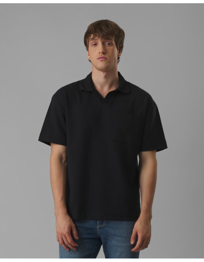 Polo oversized malha dupla cotelê-preto-g