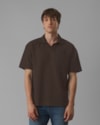 Polo oversized malha dupla cotelê-marrom-g